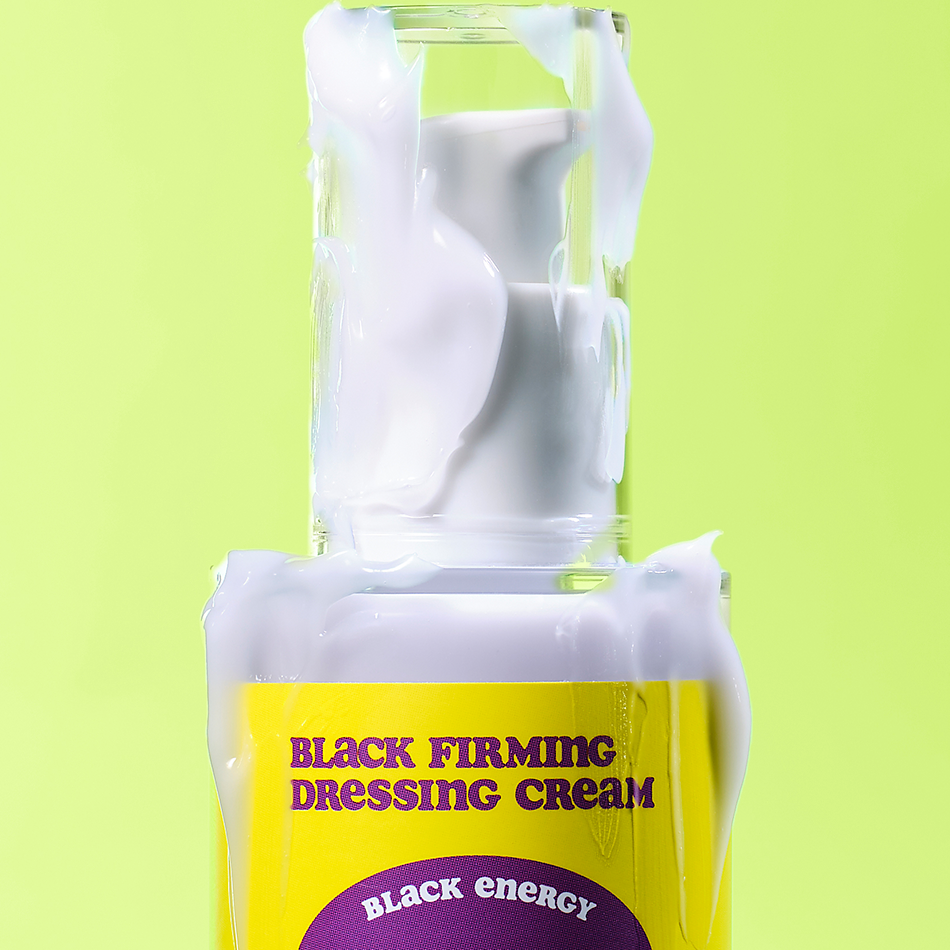 K-beauty GReenD Black Firming Dressing Cream shown in a modern skincare setup – boosts firmness and revitalizes skin barrier. Beautifulsmile cosmetics UK