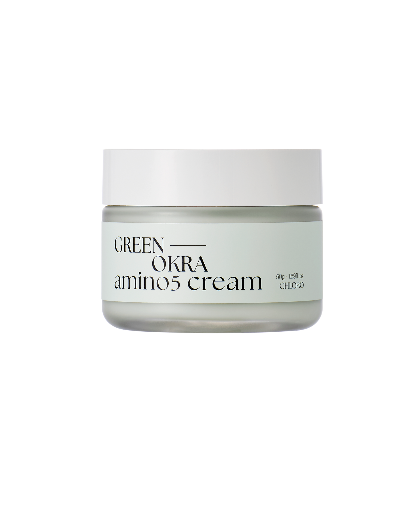 Chloro Green Okra Amino 5 Cream – Korean skincare moisturizer in a green jar, infused with okra extract and amino acids. Beautifulsmile cosmetics UK
