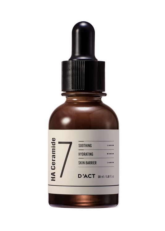 D'ACT HA Ceramide 7 Serum with moisturizer and toner – featured in a Korean skincare setup for intense hydration and skin repair. Beautifulsmile cosmetics UK