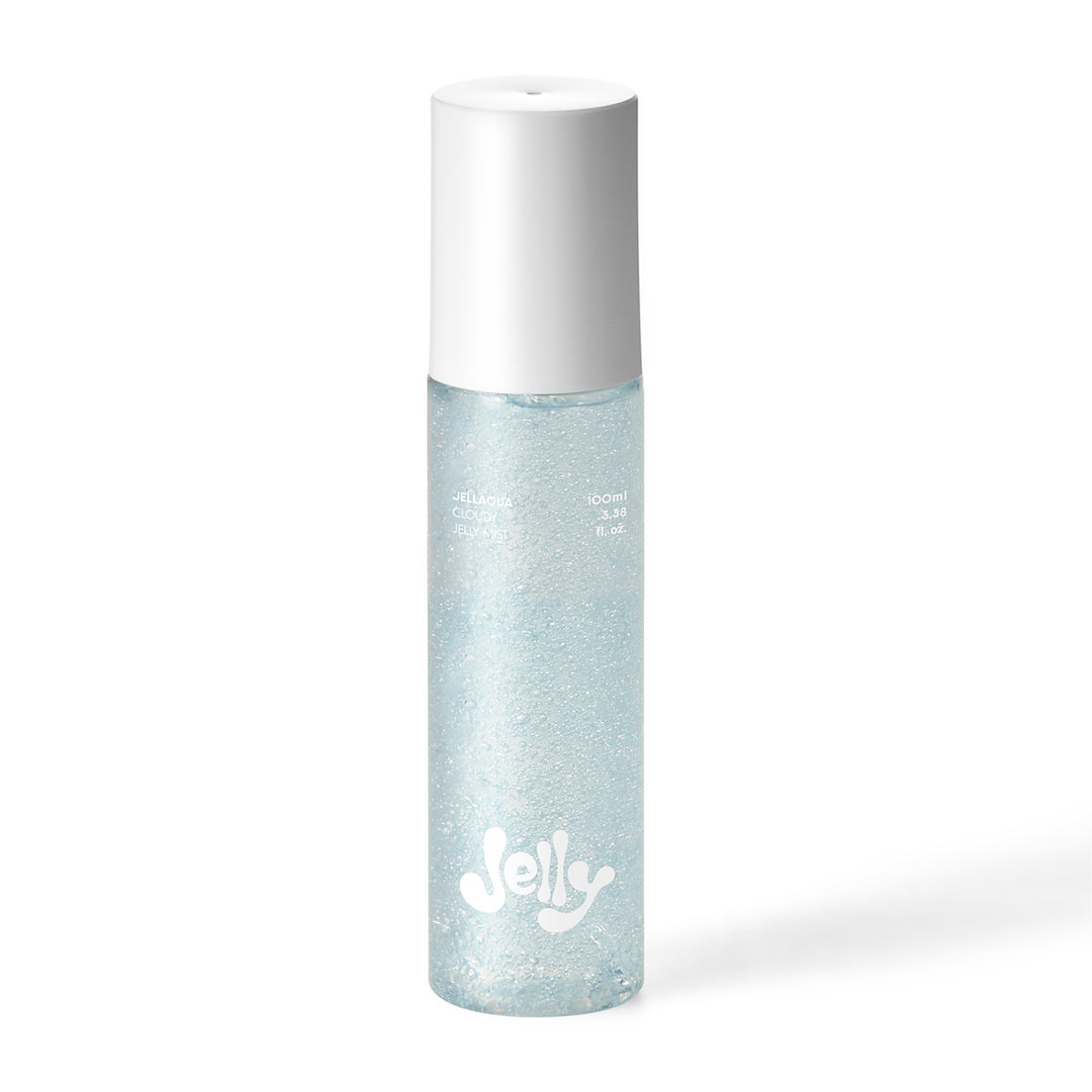 Jellaqua Cloudy Jelly Mist on vanity – K-beauty skincare essential for a quick skin pick-me-up anytime. Beautifulsmile cosmetics UK