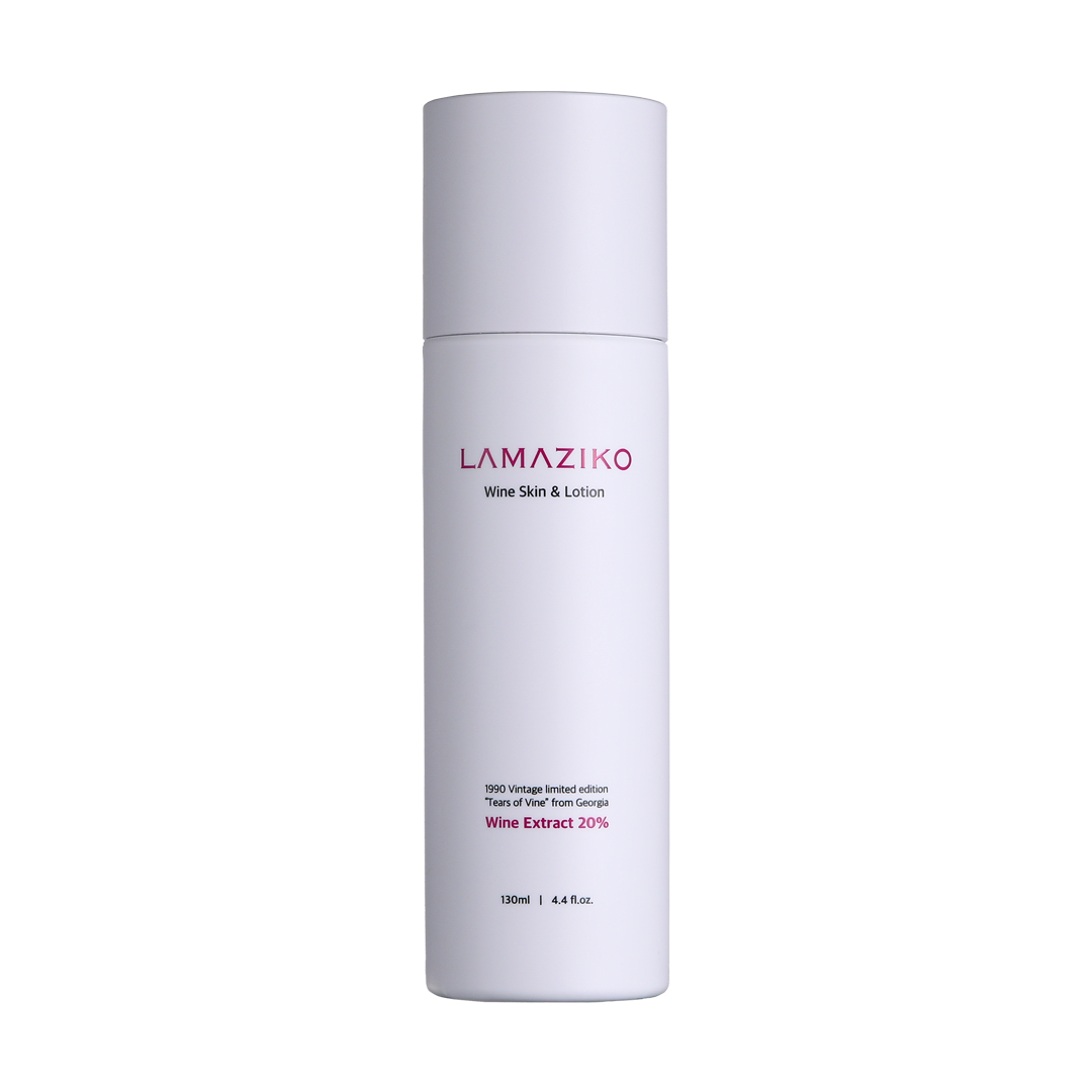 Lamaziko Wine Skin & Lotion bottles reflecting light, designed for deep skin nourishment. Beautifulsmile cosmetics UK