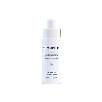 Calming Aid Vita Shot Serum soothes sensitive skin with vitamin-rich ingredients, restoring comfort and radiance.