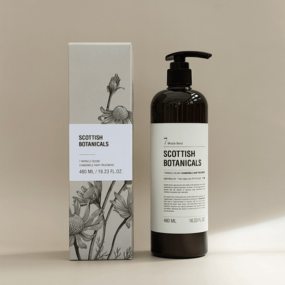 Chamomile Hair Treatment bottle from Scottish Botanicals, part of the 7 Miracle Blend collection