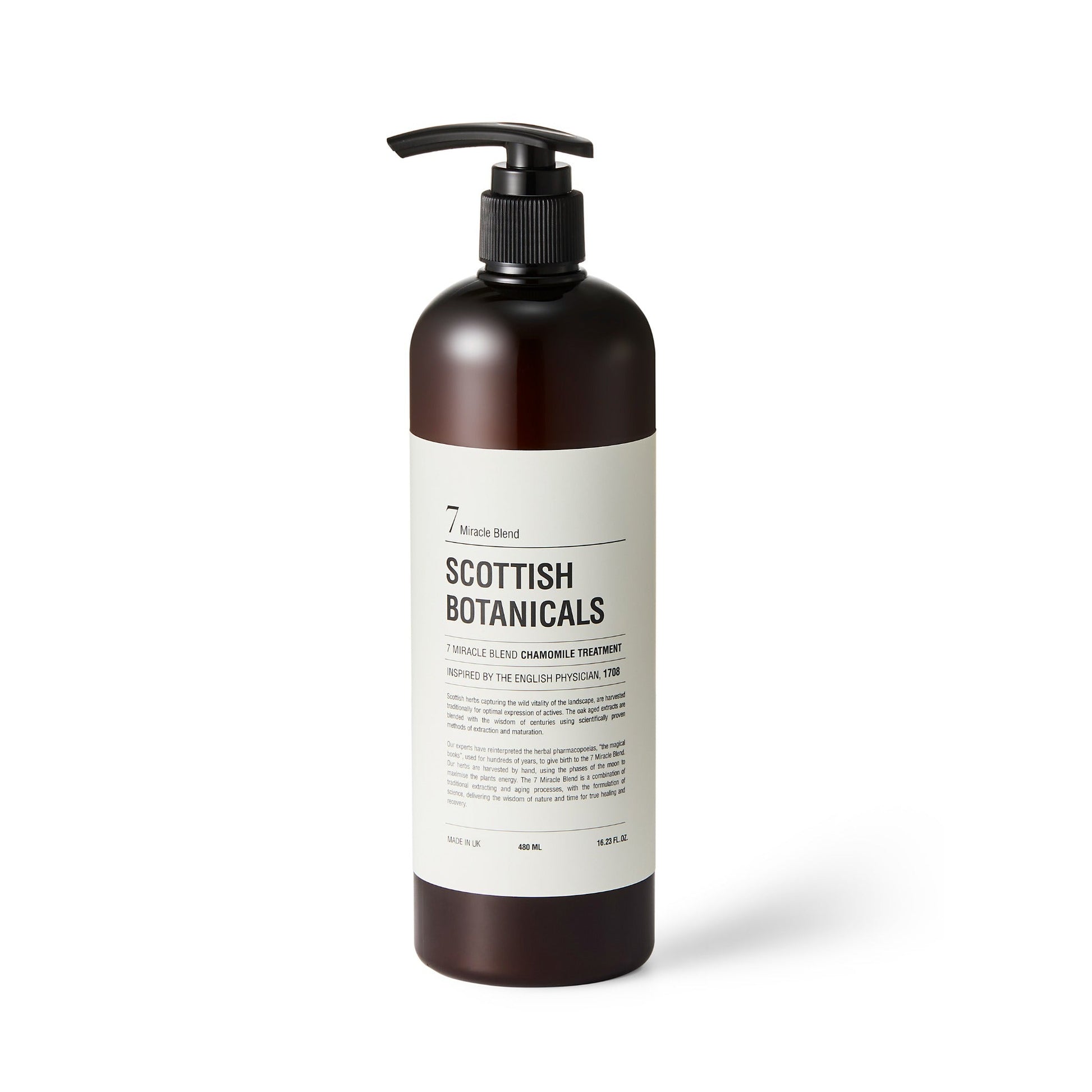 Scottish Botanicals 7 Miracle Blend Hair Treatment with chamomile extract for smooth, shiny hair
