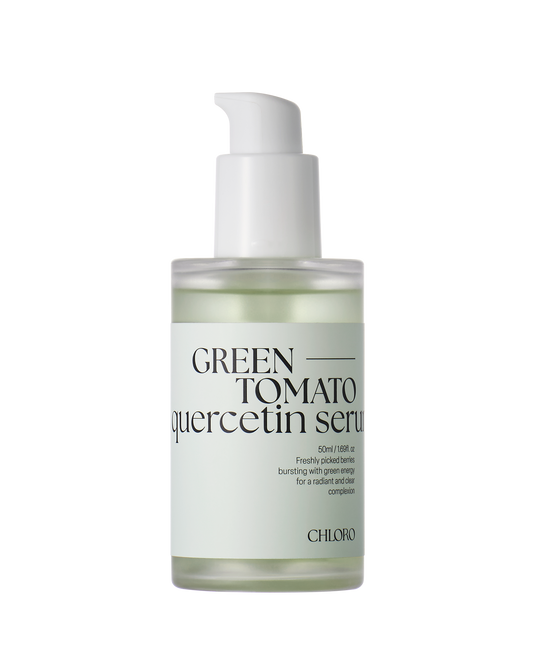 Chloro Green Tomato Quercetin Serum – Korean skincare antioxidant serum in a sleek green bottle, part of K-beauty routine. Beautifulsmile cosmetics UK