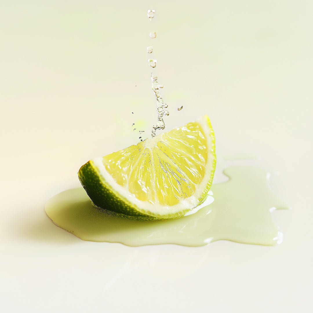 Chloro Green Lemon Bromelain Toner with skincare tools and greenery – part of a brightening K-beauty routine. Beautifulsmile cosmetics UK