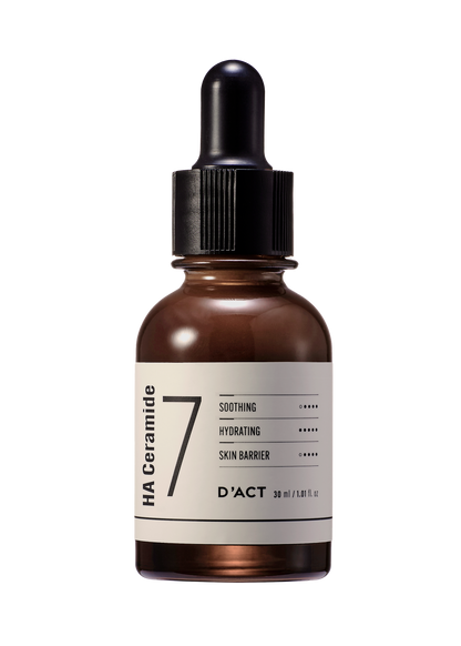D'ACT HA Ceramide 7 Serum with moisturizer and toner – featured in a Korean skincare setup for intense hydration and skin repair. Beautifulsmile cosmetics UK