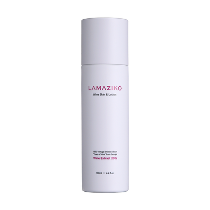Lamaziko Wine Skin & Lotion bottles reflecting light, designed for deep skin nourishment. Beautifulsmile cosmetics UK