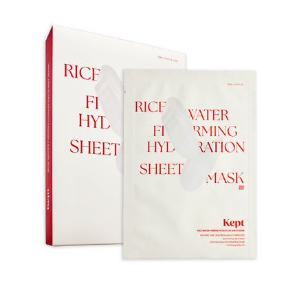 Front view of Kept Rice Water Sheet Mask – Korean face mask in minimal beige pouch for hydration and firming. Beautifulsmile cosmetics UK