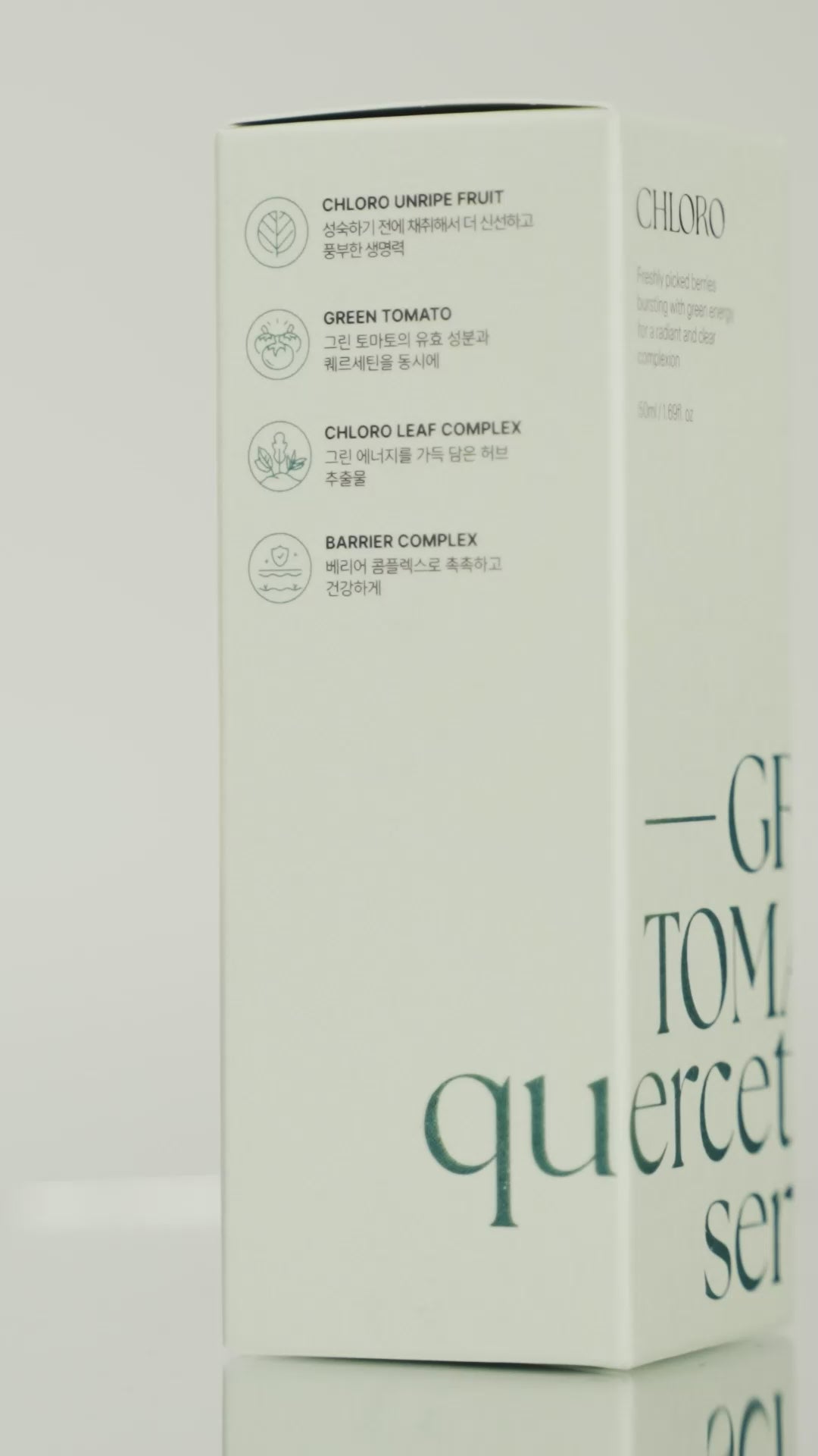 Applying Chloro Green Tomato Quercetin Serum with dropper – lightweight K-beauty serum enriched with green tomato extract and quercetin. Beautifulsmile cosmetics UK