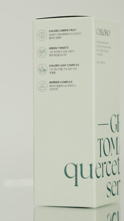 Applying Chloro Green Tomato Quercetin Serum with dropper – lightweight K-beauty serum enriched with green tomato extract and quercetin. Beautifulsmile cosmetics UK