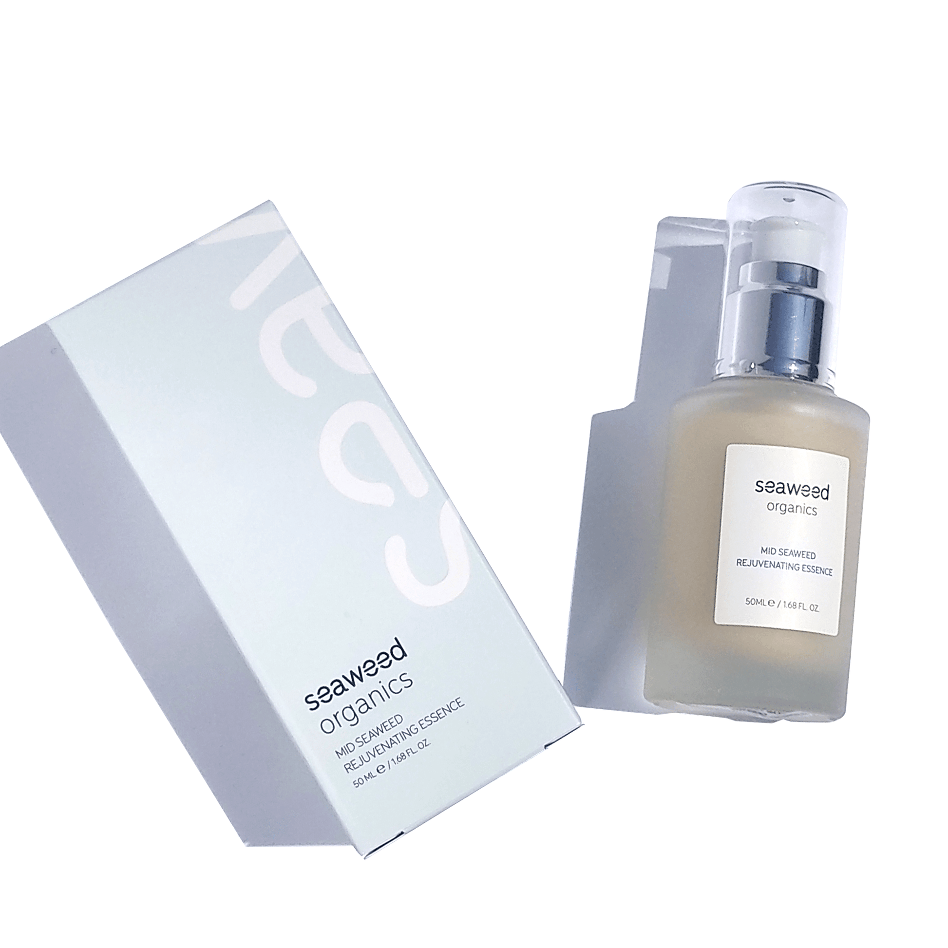 Luxurious marine essence glowing under soft natural light with water droplets nearby